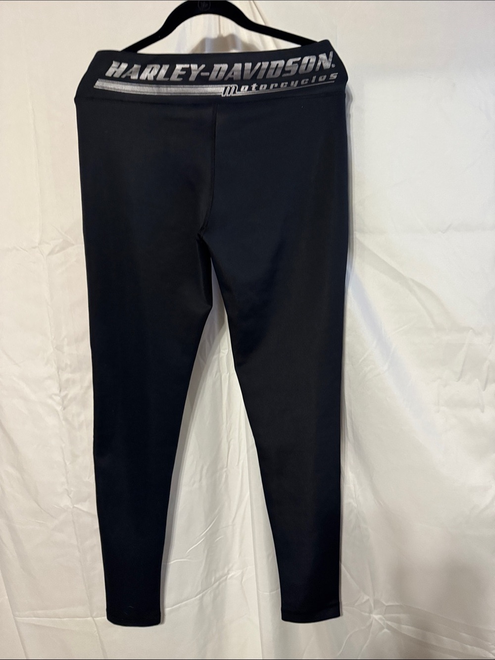 Harley-Davidson Black Leggings with Silver Logo Waistband